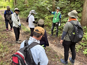 山林ハイキングの道中は自然観察も